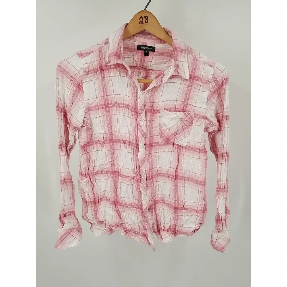 Well Worn Womens Flannel Plaid Long Sleeve Button‎ Up Shirt Small - Picture 3 of 6